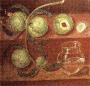 Still Life with Peach Bough and Glass jar